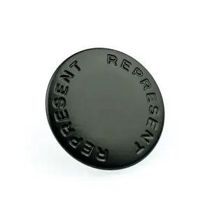 ロゴが刻印されたカスタムブラックメタルジーンズボタン、ジャケットとパンツ用の卸売真鍮メタルボタン