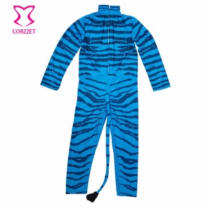 Corzzet Jumpsuit Biru Avatar Zebra Dewasa Na'vi Halloween Seksi untuk Wanita Kostum Dansa <span class=keywords><strong>Cosplay</strong></span> Afanda Kostum Karnaval Film Sc-fi