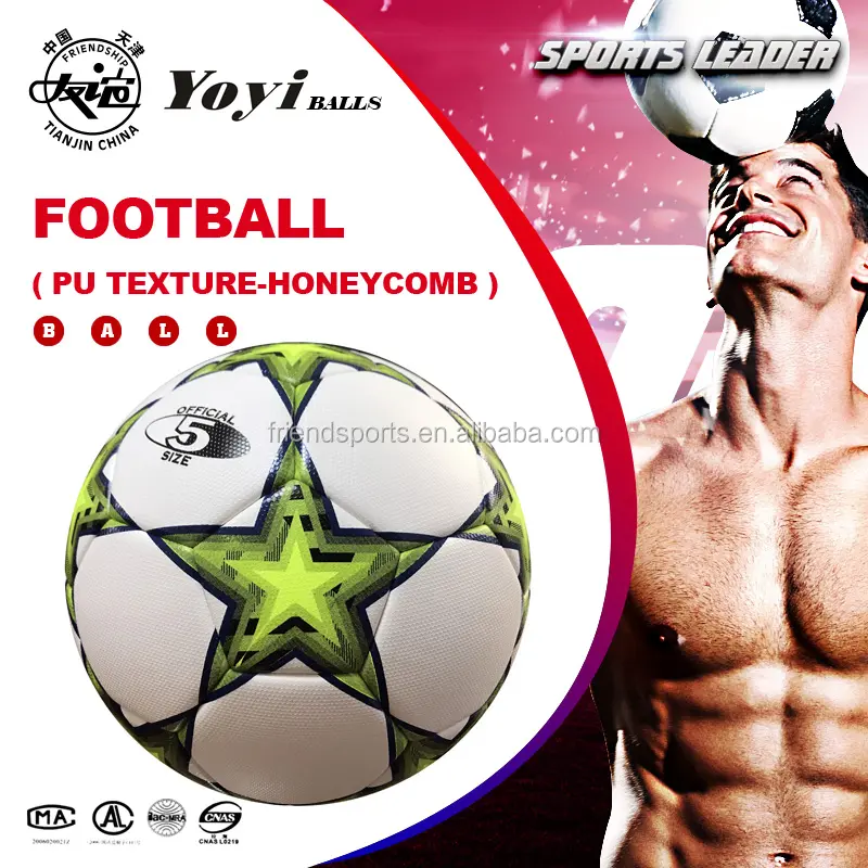 De beste TAIWAN PU (honingraat textuur) officiële maat 5 thermische bonded voetbal
