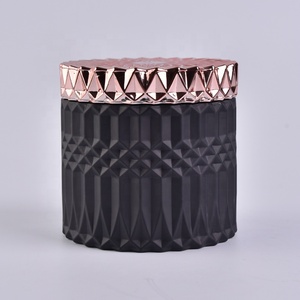 ทองฝาเรขาคณิตเคลือบสีดำเทียนขวดแก้วขายส่ง - Product Image 2