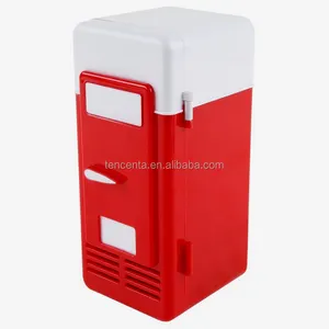 Desktop Mini Fridge USB Gadget Beverage Cans Cooler Warmer Refrigerator With Internal LED Light Car Use Mini Fridge