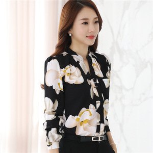 Corea nuove donne abbigliamento primavera a maniche lunghe in Chiffon donna camicetta stampa formale donna <span class=keywords><strong>top</strong></span> - Product Image 3