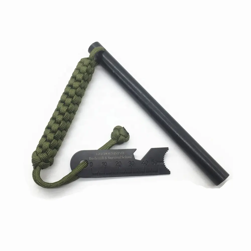 Logo Kustom Survival Kit Api Starter Flint Rob dengan Scraper 1*10 Cm Flint Alat Berkemah