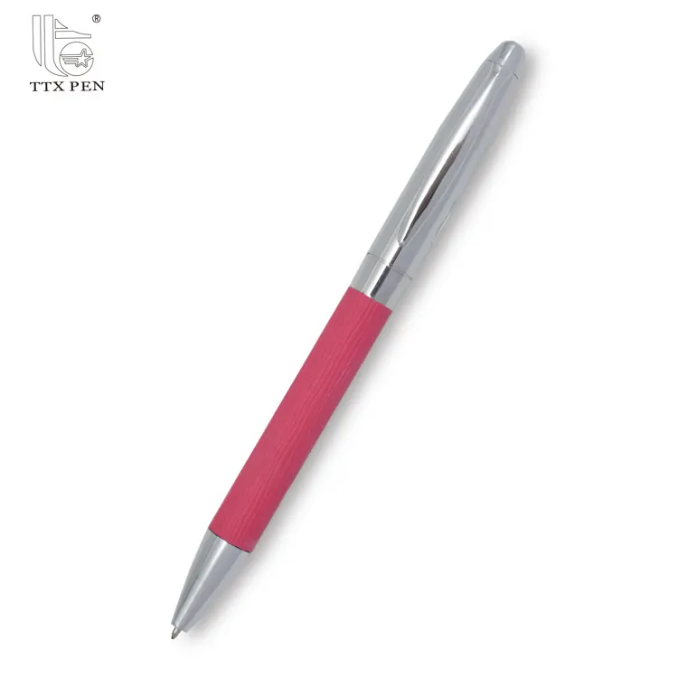 Yüksek kalite yaratıcı kauçuk kavrama kırmızı künye logosu metal tükenmez kalem