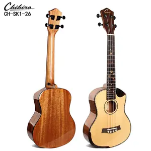 Tenor 26 Inch Massief Top Sparren Mahonie Achterkant Half Cutaway Ukelele Met Armleuning Ukelele Accessoires Gig Tas