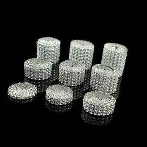 1M Kristal Diamante Efek Berlian Imitasi Berkilau Pita Jaring Trim BLING