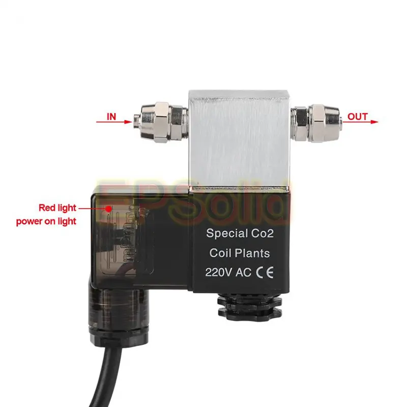 Válvula Solenoide magnética de CO2 para acuario, enchufe europeo de 220V CA, para uso nocturno, regulador de pecera EPS-2V-08AF