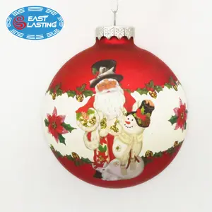 Bola de Navidad de 100mm con luz LED, adorno de árbol de Navidad con mini escena 3D interior bola redonda de vidrio