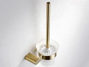 Moderna Spazzola per WC in <span class=keywords><strong>Acciaio</strong></span> Inox Spazzolato Oro con Supporto a Parete per Accessori <span class=keywords><strong>Bagno</strong></span> - Product Image 4