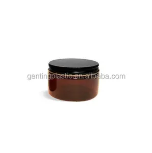 Guci Plastik, 4 Oz Stoples Dinding Berat Hewan Peliharaan Amber dengan Tutup Logam Hitam Berjajar