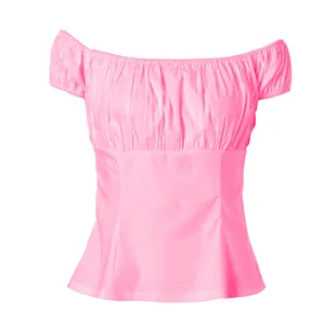 재고 도매 빈티지 의류 2021 최신 디자인 여성 핑크 셔츠 섹시한