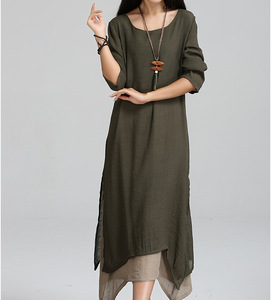 islamique <span class=keywords><strong>vêtements</strong></span> coton robe d'origine <span class=keywords><strong>femmes</strong></span> de littéraire lâche grande taille à manches longues robe - Product Image 3
