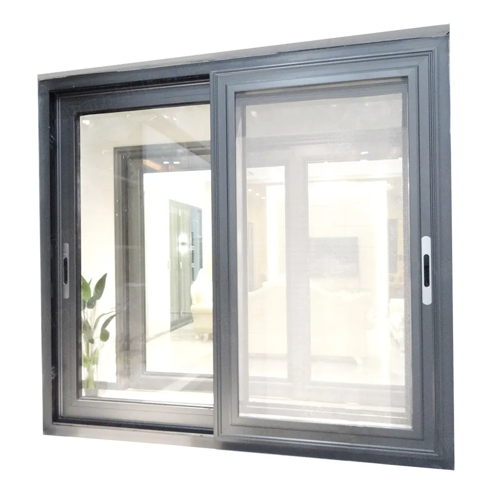 Ventana corredera de vidrio de aluminio con mosquitera