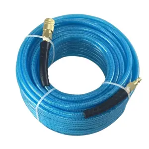 Transparent High Quality Polyurethane Air Compressor Hose 1/4"x50ft with Swivel Fittings and Coupler & Plug for roofing use