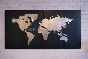 custom moderne decoratieve metalen wand sculptuur kunstwerk wandbekleding kaart van de wereld