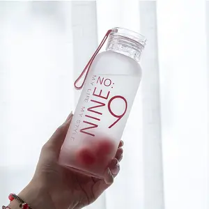 2023 prodotti caldi bottiglie d'acqua in vetro colorato smerigliato che bevono bottiglia d'acqua per infusione di frutta vuota per i viaggi con logo personalizzato