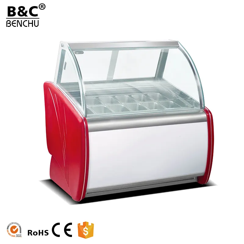 Gelato vitrine Freezer Degelo automático/Ice Cream Vitrine de Exibição para Venda