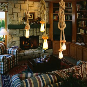 Lámpara de techo de cáñamo de estilo Industrial retro <span class=keywords><strong>rural</strong></span> E27, colgante sencillo de una sola cabeza, antigua, para restaurante, cafetería, tienda, iluminación de cuerda - Product Image 6