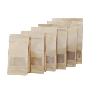 Flat Bottom Biodegradable Recyclable Kraft Paper Ziplock Underwear Packaging Bag With Circle Clear Window