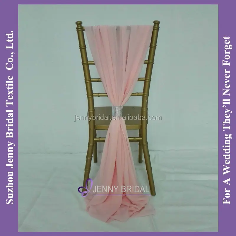 SH043J Chiffon Ruffled Chair Cover Cheap Wedding Blush Chair Sashes