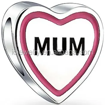 Mum heart bead fits in charm bracelet