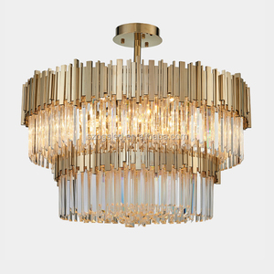 Lámpara Colgante de Cristal LED Grande Dorada <span class=keywords><strong>2022</strong></span>, Araña de Cristal para Proyectos - Product Image 1