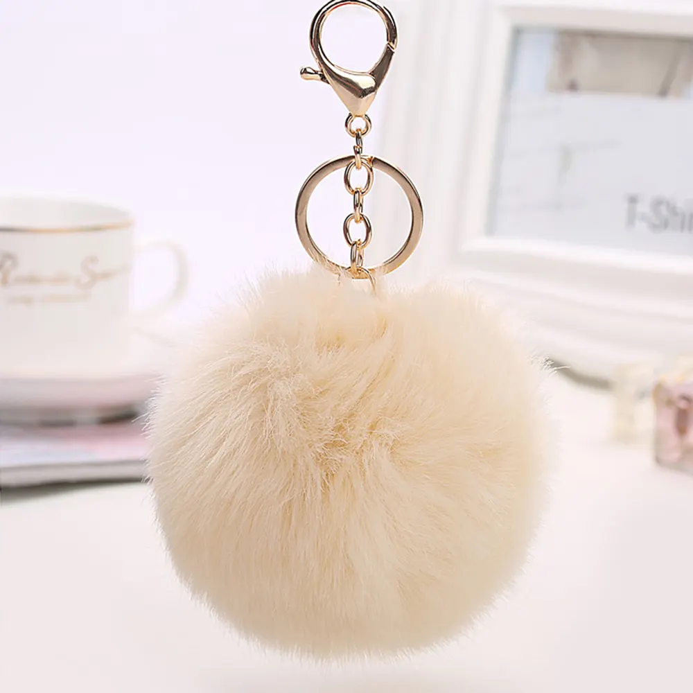 Yongze 8cm pelliccia del faux soffio del coniglio pelliccia di volpe portachiavi fluffy furry fuzz su ordinazione della pelliccia del faux di figura della sfera pom pom soffio soffici catena chiave