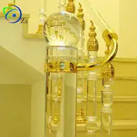 קריסטל או אקריליק עמוד עמודה עבור מדרגות מעקה מעקה עם אבזרי נירוסטה/זכוכית מעקות עם led מנורות