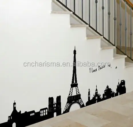 Eiffel Tower Design Customized Pvc Decals Decoration Home Decorative Wall Stickers