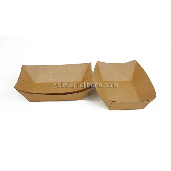 disposable customized logo printed high quality kraft paper fried chicken packaging trays