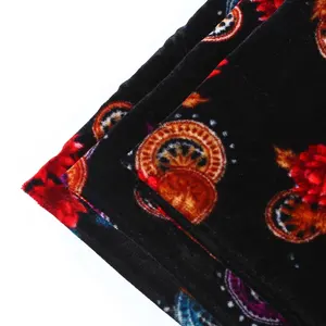 New products woven africa velboa abaya fabric black stretch velvet polyester fabric printed for gown