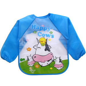 Waterproof <strong>Plastic</strong> Long Sleeved Baby <strong>Bibs</strong> Soft Washable Printed Baby Apron <strong>Bib</strong> for Kids Feeding Painting - Product Image 5