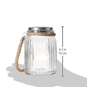 Наружная декоративная подвесная Солнечная лампа для сада, прозрачная стеклянная банка с крышками из нержавеющей стали, водонепроницаемый светодиодный источник света - Product Image 5
