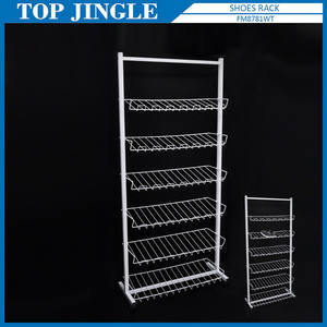 Estante de pared para zapatos de metal de 8 niveles Estante de exhibición con ruedas Diseño moderno simple Sala de estar Muebles para el hogar - Product Image 4