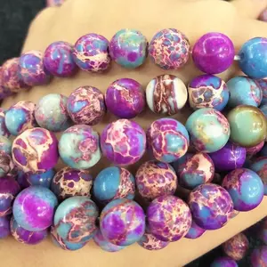 批发时尚合成紫色帝王碧玉散装宝石珠子用于珠宝制作4毫米6毫米8毫米10毫米12毫米