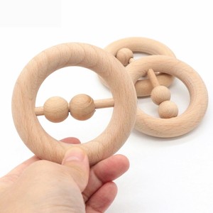 עץ Teether טבעת רעשן 8 cm תינוקות מתנות מונטסורי צעצועי אשור טבעת סיעוד בקיעת שיניים עץ רעשנים תינוק צעצוע