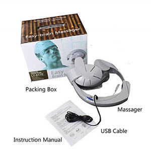 Elektrischer Akupunkturpunkt-Kopfhaut-Massagehelm Vibrationswerkzeug zur Linderung von Kopfschmerzen Geschenkbox Körper-Kopf-Massagegerät Grau ABS - Product Image 5