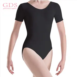 Ngắn Tay Cô Gái Đào Tạo Màu Đen Bông Leotard