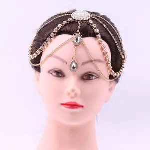 Accessoire de cheveux en métal diamant et cristal du fournisseur chinois bandeau plaqué or indien pour femmes pour les fêtes de mariage ou les cadeaux