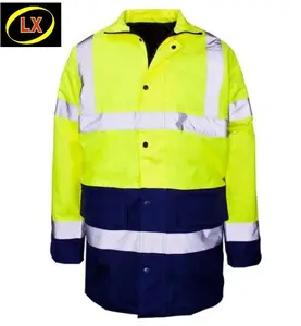 היי Vis דהינו נראות Workwear אבטחת בטיחות ניאון ברדס מרופד עמיד למים חורף מעיל גברים