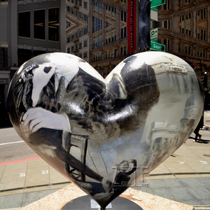 Escultura de Resina Pulida para Exteriores, Estatua <span class=keywords><strong>en</strong></span> Forma de <span class=keywords><strong>Corazón</strong></span> de Fibra de Vidrio - Product Image 1