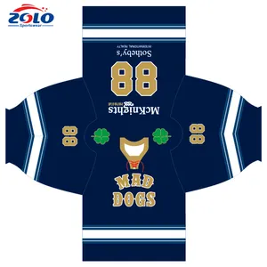 Jersey Hoki Es Sublimasi Celup Penuh untuk Pria Dibuat Khusus dengan Bahu Ganda