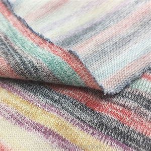 Mới Chuyển In Slub Vòng Gagt Đan Hachi Áo Len Vải 100% <span class=keywords><strong>Polyester</strong></span> Với Cầu Vồng Thiết Kế Màu Sắc - Product Image 3