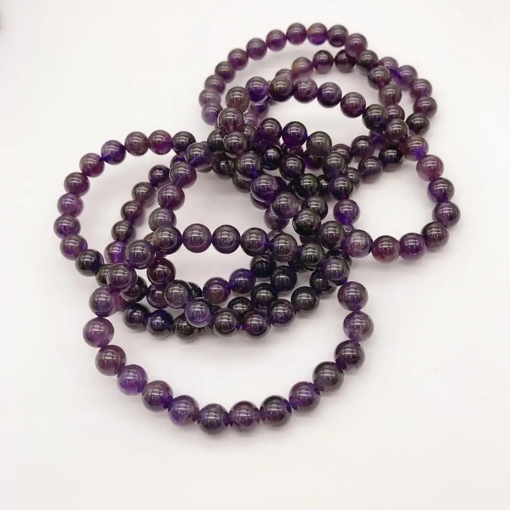 Yoga chakra Natural Precious A Grade purple Amethyst stone Beaded Bracelet