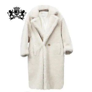 JANEFUR Teddy Style nouveau surdimensionné véritable fourrure d'agneau veste femmes fourrure hiver naturel véritable laine agneau fourrure longs manteaux - Product Image 1