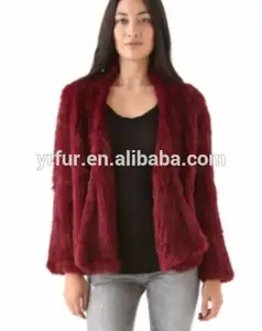 Yr-421ファッションスタイルの女性のウサギの毛皮のジャケット/2014年新しいジャケット/リアルファー