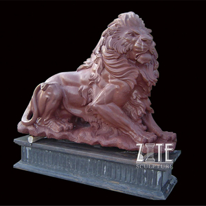 بالحجم الطبيعي الرخام الكلاسيكي الحيوان النحت الذهبي حجر تمثال الأسد - Product Image 6