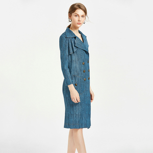 <span class=keywords><strong>Abito</strong></span> semplice plissettato Casual a maniche lunghe da donna europeo e americano sul posto di lavoro - Product Image 4