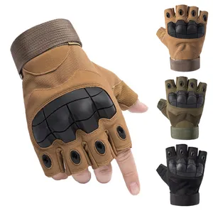 Tactical Combat Breathable Fingerless Rubber Hard Knuckle Motorcycle Hand Protector