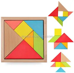 促销圣诞礼物 7 件五颜六色的智力游戏 IQ 拼图木制玩具 Tangram